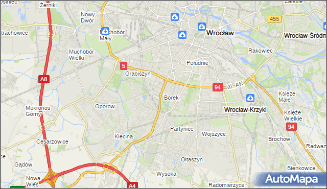 mapa Borek gmina Wrocław, Borek gmina Wrocław na mapie Targeo