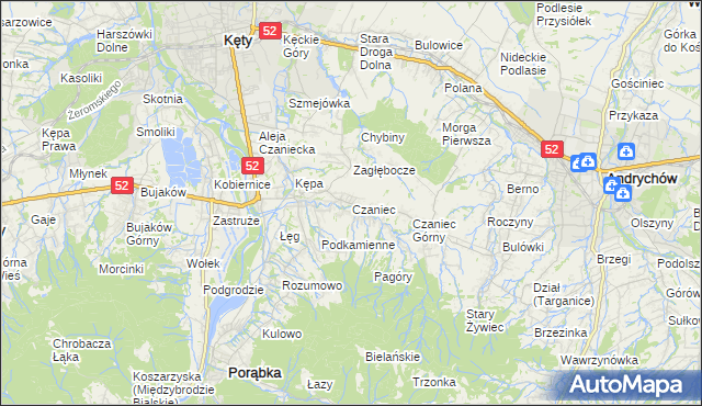 mapa Czaniec, Czaniec na mapie Targeo