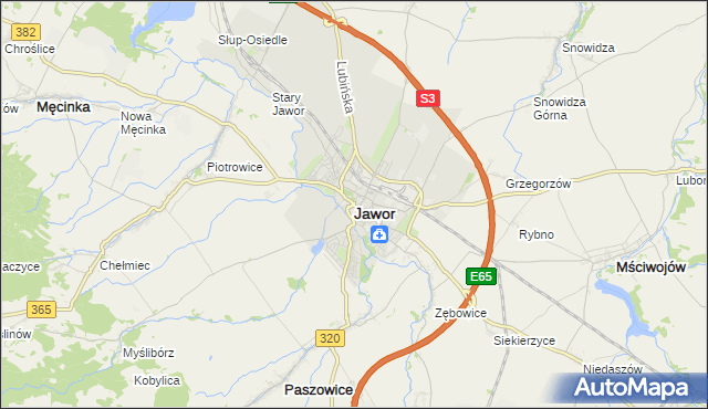 mapa Jawor, Jawor na mapie Targeo