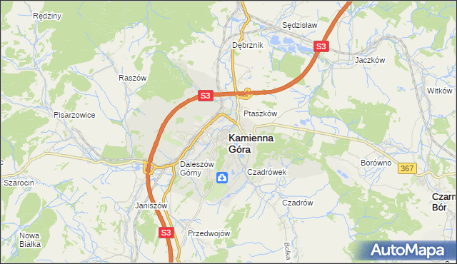 mapa Kamienna Góra, Kamienna Góra na mapie Targeo