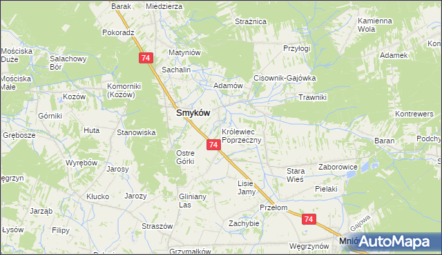 mapa Królewiec Poprzeczny, Królewiec Poprzeczny na mapie Targeo