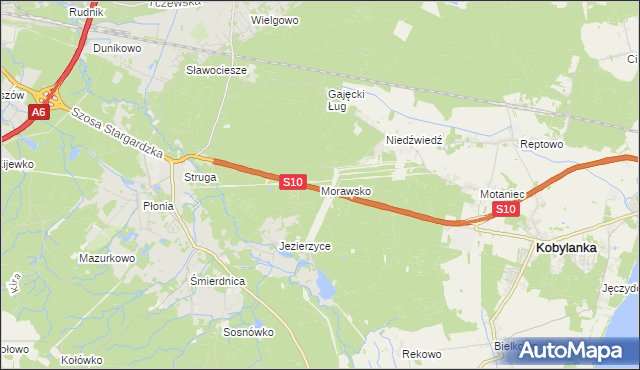 mapa Morawsko gmina Kobylanka, Morawsko gmina Kobylanka na mapie Targeo