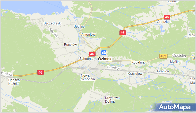 mapa Ozimek, Ozimek na mapie Targeo