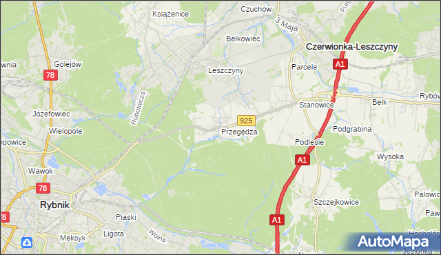 mapa Przegędza, Przegędza na mapie Targeo