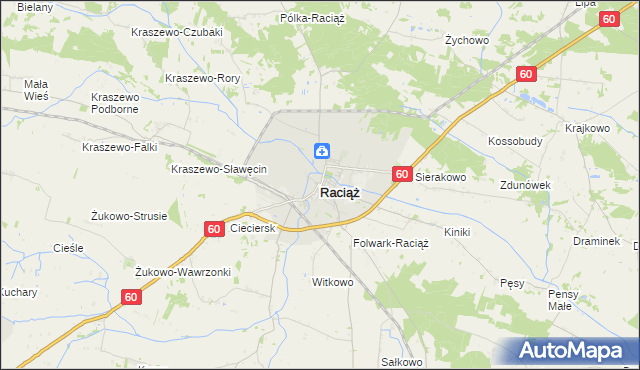mapa Raciąż powiat płoński, Raciąż powiat płoński na mapie Targeo