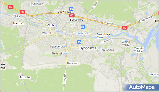 mapa Bydgoszczy, Bydgoszcz na mapie Targeo