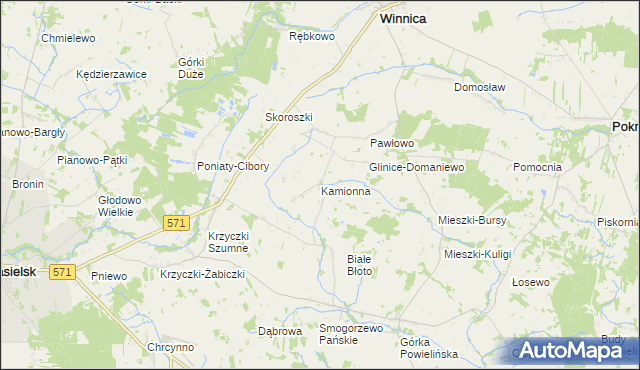 mapa Kamionna gmina Winnica, Kamionna gmina Winnica na mapie Targeo