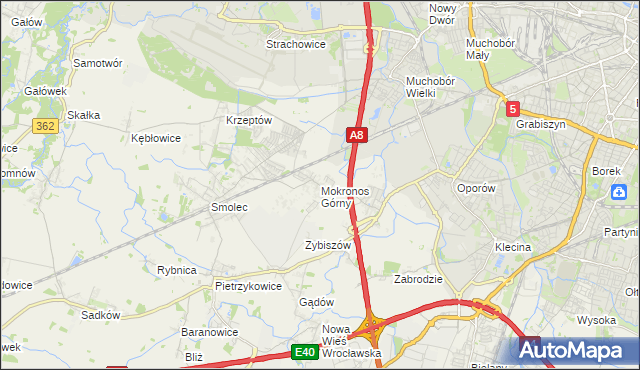 mapa Mokronos Górny, Mokronos Górny na mapie Targeo