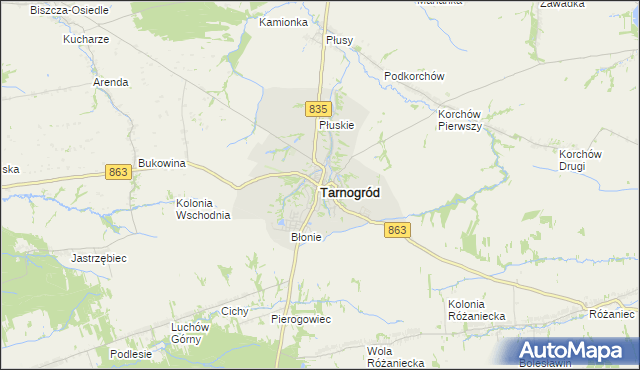 mapa Tarnogród, Tarnogród na mapie Targeo