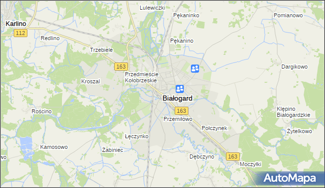 mapa Białogard, Białogard na mapie Targeo