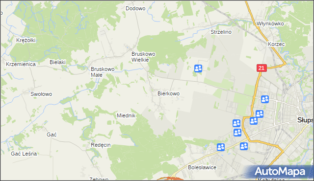 mapa Bierkowo, Bierkowo na mapie Targeo
