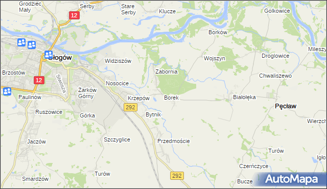 mapa Borek gmina Głogów, Borek gmina Głogów na mapie Targeo