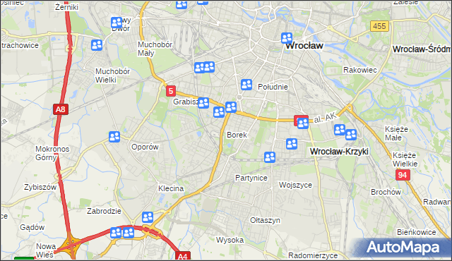 mapa Borek gmina Wrocław, Borek gmina Wrocław na mapie Targeo