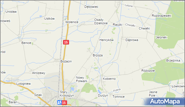 mapa Brzoza gmina Krotoszyn, Brzoza gmina Krotoszyn na mapie Targeo