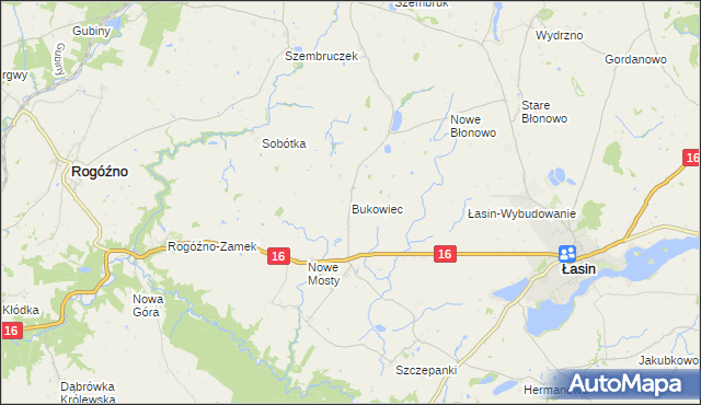 mapa Bukowiec gmina Rogóźno, Bukowiec gmina Rogóźno na mapie Targeo