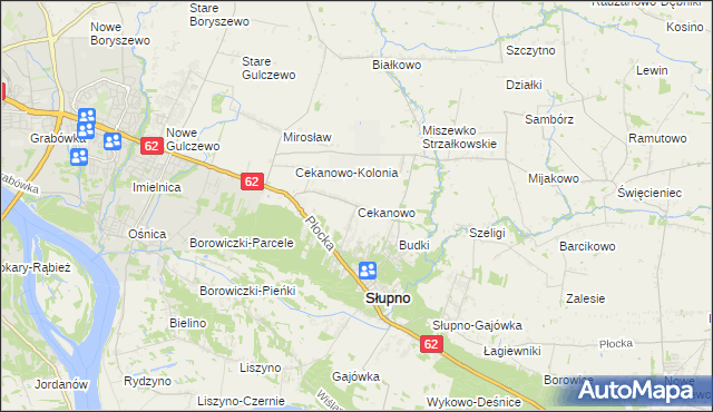 mapa Cekanowo gmina Słupno, Cekanowo gmina Słupno na mapie Targeo