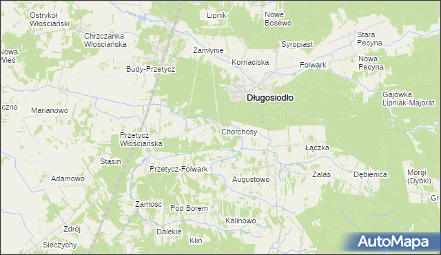 mapa Chorchosy, Chorchosy na mapie Targeo