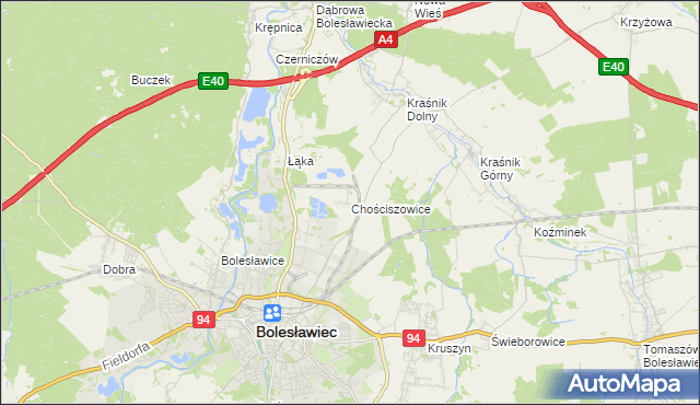 mapa Chościszowice, Chościszowice na mapie Targeo