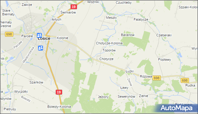 mapa Chotycze, Chotycze na mapie Targeo