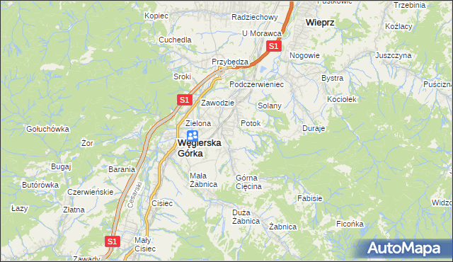 mapa Cięcina, Cięcina na mapie Targeo