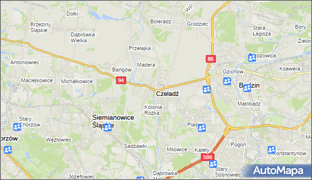 mapa Czeladź, Czeladź na mapie Targeo