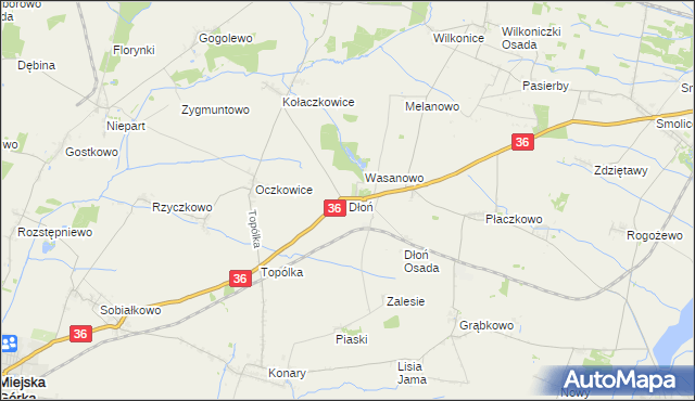 mapa Dłoń, Dłoń na mapie Targeo