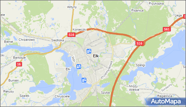 mapa Ełku, Ełk na mapie Targeo