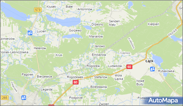 mapa Emilianów gmina Gostynin, Emilianów gmina Gostynin na mapie Targeo