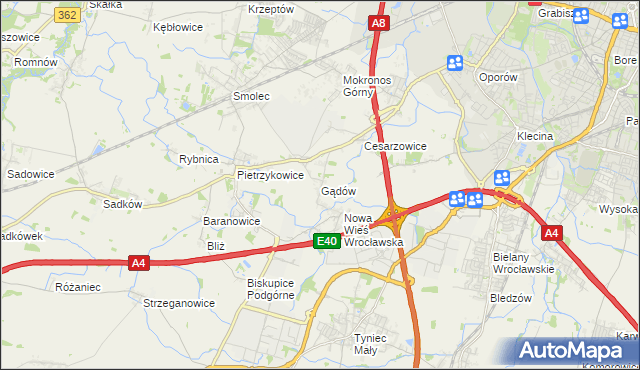 mapa Gądów, Gądów na mapie Targeo