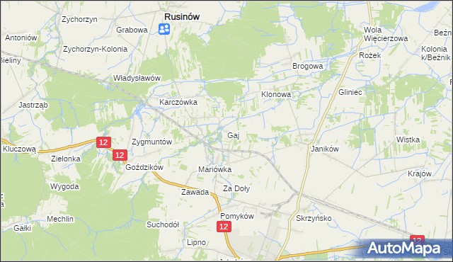 mapa Gaj gmina Przysucha, Gaj gmina Przysucha na mapie Targeo
