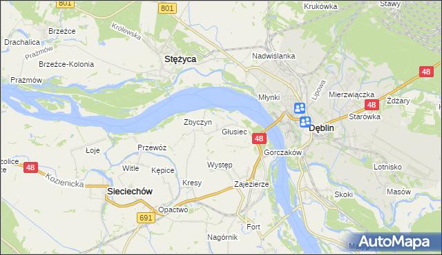 mapa Głusiec, Głusiec na mapie Targeo