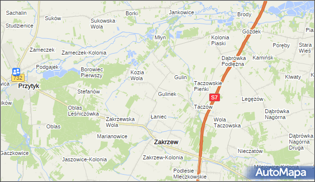 mapa Gulinek, Gulinek na mapie Targeo