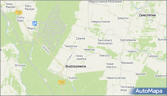 mapa Helenów gmina Budziszewice, Helenów gmina Budziszewice na mapie Targeo