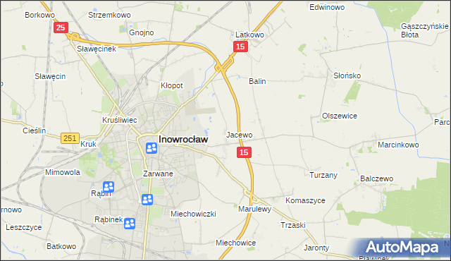 mapa Jacewo, Jacewo na mapie Targeo