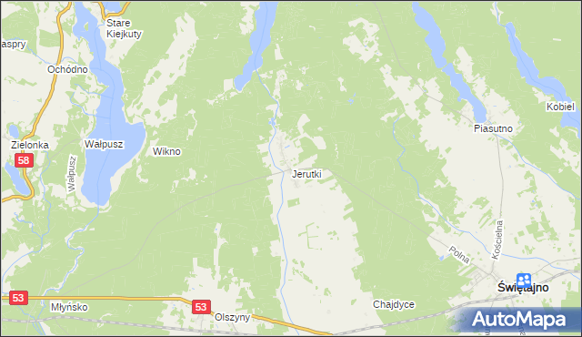 mapa Jerutki, Jerutki na mapie Targeo