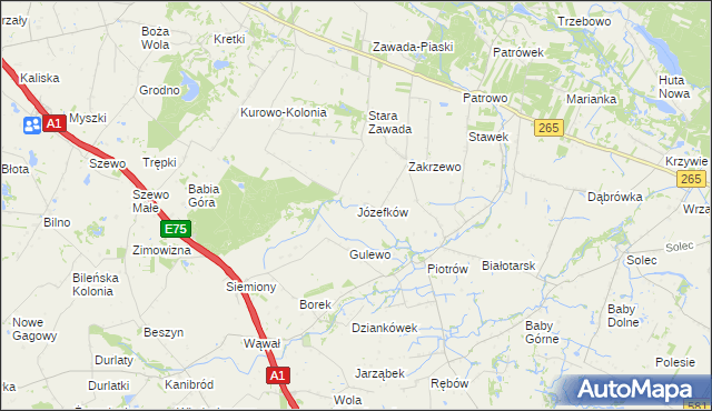 mapa Józefków gmina Gostynin, Józefków gmina Gostynin na mapie Targeo