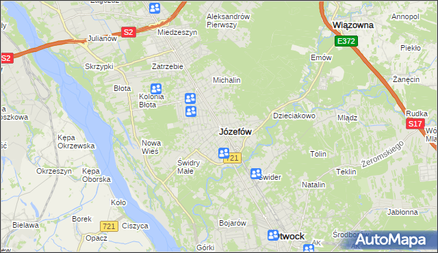 mapa Józefów powiat otwocki, Józefów powiat otwocki na mapie Targeo