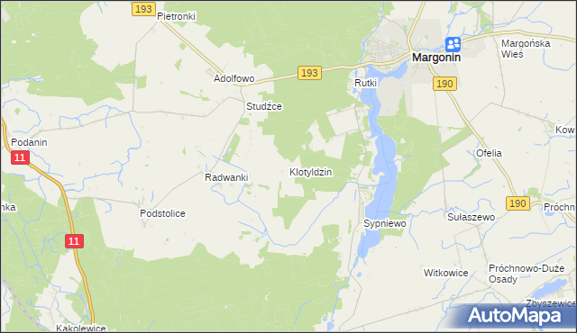 mapa Klotyldzin, Klotyldzin na mapie Targeo