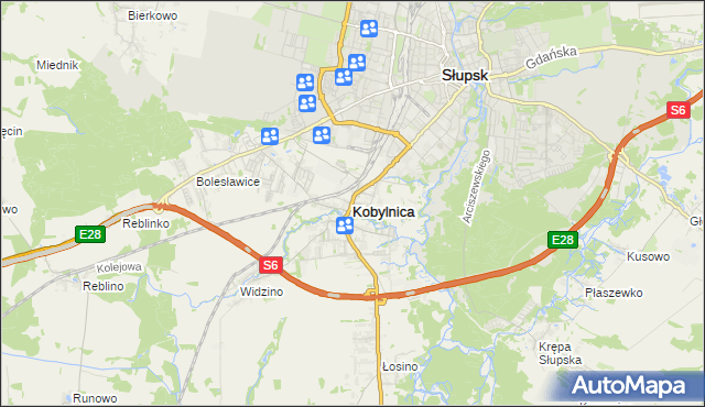 mapa Kobylnica powiat słupski, Kobylnica powiat słupski na mapie Targeo