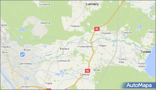 mapa Kolanowice, Kolanowice na mapie Targeo
