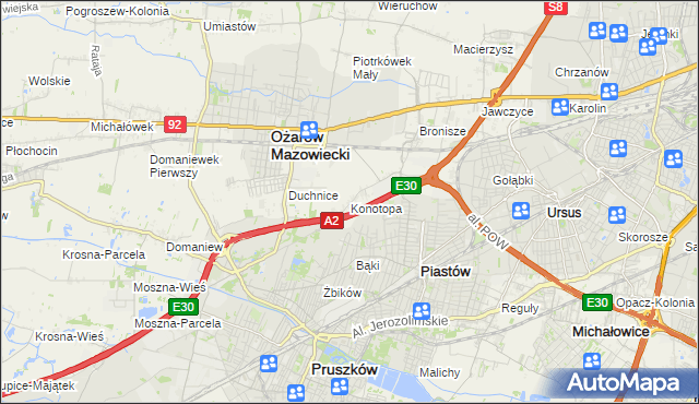 mapa Konotopa gmina Ożarów Mazowiecki, Konotopa gmina Ożarów Mazowiecki na mapie Targeo