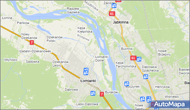 mapa Łomianki Dolne, Łomianki Dolne na mapie Targeo