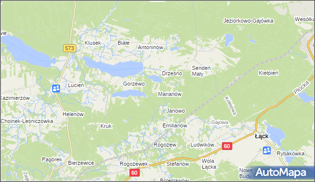 mapa Marianów gmina Gostynin, Marianów gmina Gostynin na mapie Targeo