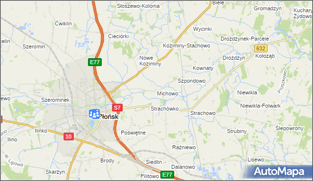 mapa Michowo, Michowo na mapie Targeo