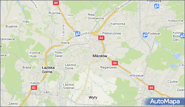 mapa Mikołów, Mikołów na mapie Targeo