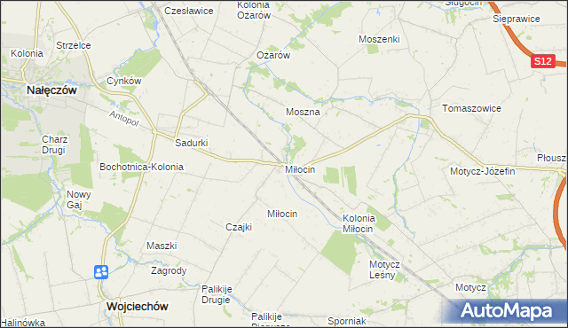 mapa Miłocin gmina Jastków, Miłocin gmina Jastków na mapie Targeo