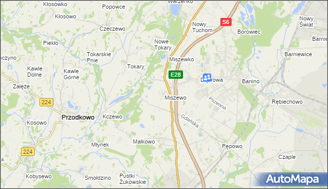 mapa Miszewo gmina Żukowo, Miszewo gmina Żukowo na mapie Targeo