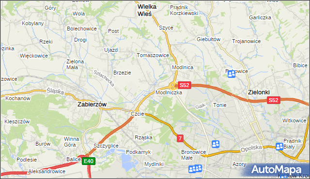 mapa Modlniczka, Modlniczka na mapie Targeo