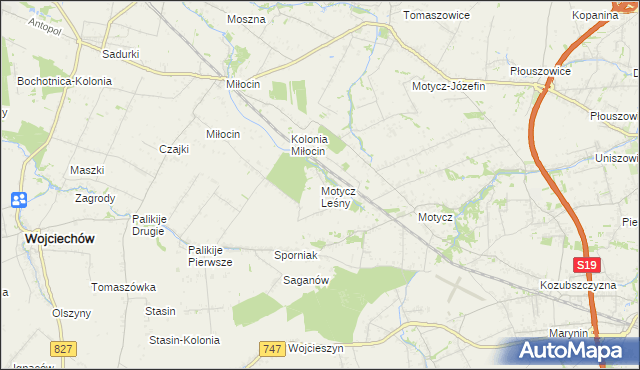 mapa Motycz Leśny, Motycz Leśny na mapie Targeo