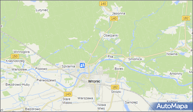 mapa Nadolnik gmina Wronki, Nadolnik gmina Wronki na mapie Targeo